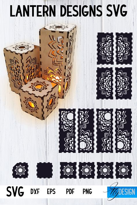 Laser cut file Glowforge download Laser Cut Lamp, Wood Burned Gifts, Laser Cut Templates, Laser Cut Lamps, Lantern Svg, Diy Laser Cut, Laser Cut Decor, Laser Cut Box, Lantern Designs