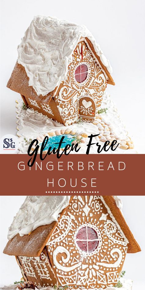 Gluten Free Ginger Bread House, Gf Gingerbread House, Gluten Free Gingerbread House Recipe, Gluten Free Gingerbread House, Gluten Free Gingerbread Cookies, Gluten Free Christmas Recipes, Homemade Gingerbread House, Beautiful Baking, Gingerbread House Recipe