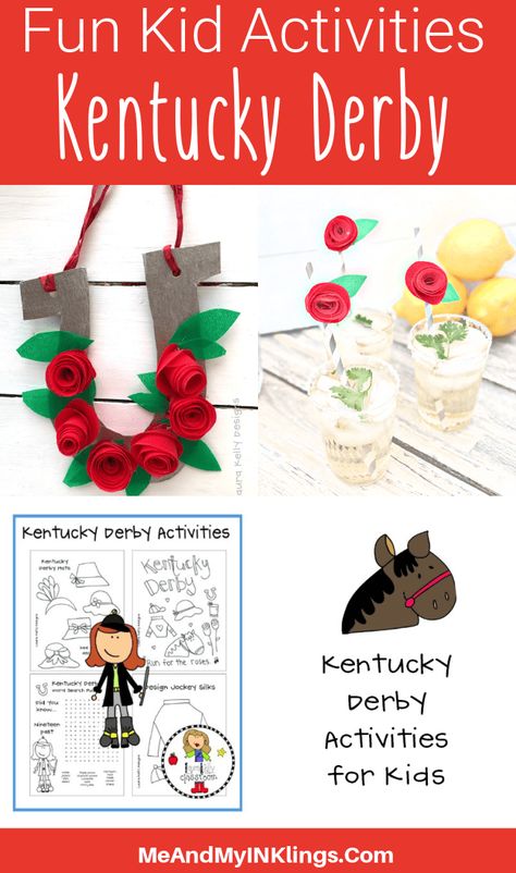 Fun Kentucky Derby Kid Activities and Printables - Laura Kelly's Inklings Derby Day Crafts For Kids, Derby Kids Activities, Derby Kids Crafts, Derby Party Ideas For Kids, Kentucky Derby Theme Kids Party, Derby Preschool Activities, Derby Art Projects For Kids, Kentucky Derby Preschool Activities, Derby Day Activities For Kids