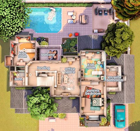 plummysims | elfathiera | Big Suburban Family Home: floor plan 🌿 I know I could do better floor plan so there's no huge hallway space but I liked how spacious each … | Instagram Floorplan Family Home, Big Family Home Floor Plans, Sims Family House Layout, Sims Big Family House, Sims 4 2 Story Houses Layout, Sims 4 Large House Layout, Sims 4 Big Family House Floor Plan, Big Family House Layout, Suburban Mansion Floor Plan