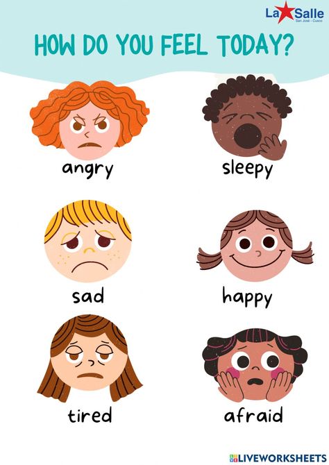 How Are You Feeling Today, Emotions Worksheet, Preschool Charts, Teaching Emotions, Emotions Preschool, Teaching Cursive, Classroom Welcome, Emotions Activities, Kids Feelings