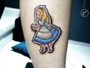 Disney Embroidery Patch | Best tattoo design ideas Embroidery Tattoos, Patch Tattoo, Tattoo Embroidery, Embroidery Tattoo, Stitch Tattoo, Wonderland Alice, Small Tats, Sketch Tattoo Design, Gothic Tattoo