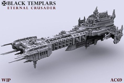 Black Templars Eternal Crusader - Battlefleet Gothic 40k Ships, Space Vehicle, Battlefleet Gothic, Ship Design, Lego Ship, Space Battleship, Space Stuff, Space Craft, Sci Fi Models