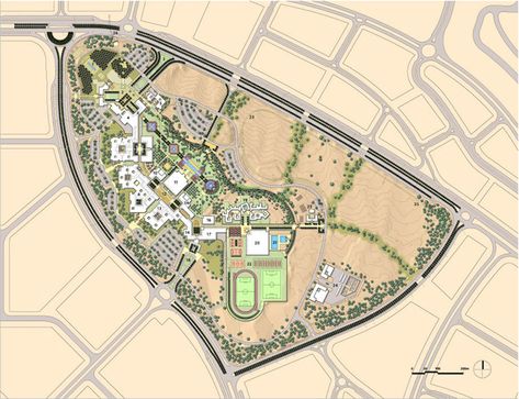 The American University in Cairo New Campus – Sasaki Islamic Culture Center, Theatre Plan, American University In Cairo, Land Planning, University Plan, Landscape Architecture Diagram, Conceptual Sketches, Campus Design, University Architecture