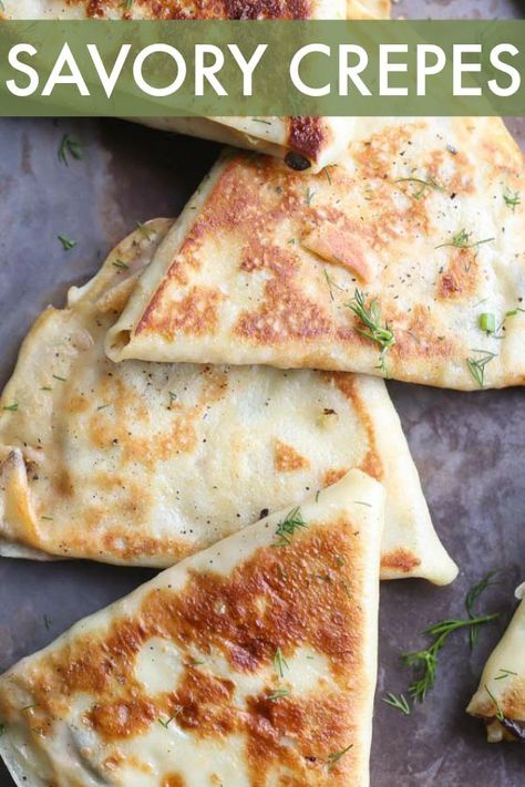 Savory Crepes Recipe, Savory Crepes Filling, Crepe Recipe Savory, Party Side Dishes, Easy Crepe Recipe, Crepes Filling, Crepe Recipe, Crepes Recipe, Crepes And Waffles