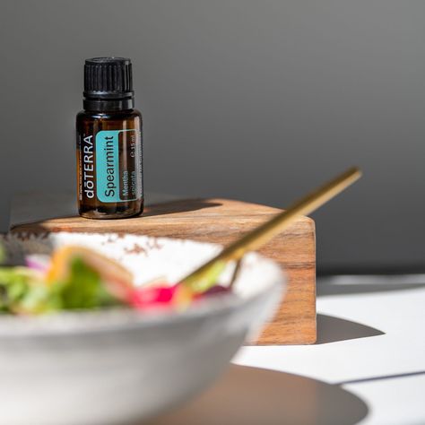 Adding Spearmint essential oil to your salad is so easy and tasty. By adding a few drops of Spearmint into your vinaigrette, you get a milder alternative to other mint essential oils. Spearmint is gentle enough to use topically or while cooking without losing any of its freshness. Have you ever used Spearmint while cooking? What are your favourite recipes! Doterra Spearmint, Mint Essential Oil, Spearmint Essential Oil, Doterra Wellness Advocate, Doterra, Your Soul, Essential Oils, Favorite Recipes, Salad