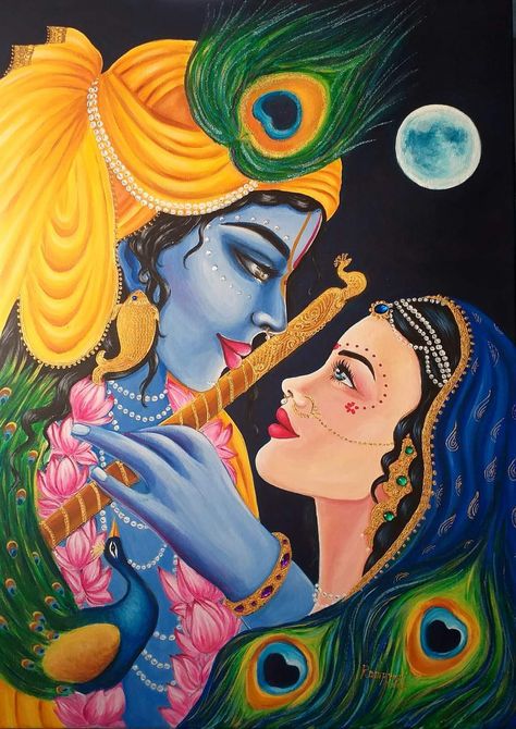 Rampyari Dasi Your Silence, Canvas Art Painting Abstract, Love Feelings, Krishna Drawing, Fabric Painting Techniques, Peace Illustration, Vedic Art, Radha Krishna Art, Radhe Radhe