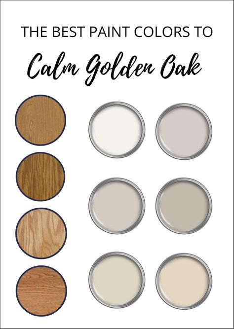 The Best Paint Colors to Go With Golden Oak (Cabinets, Flooring, & Trim) - Kylie M Interiors Accessible Beige Wood Trim, Gray Floor Oak Cabinets, Update Yellow Oak Cabinets, Best Paint Color With Oak Cabinets, Bathroom With Oak Trim, Best White Paint With Honey Oak, Golden Oak Bathroom Ideas, Paint Colors For Honey Oak Cabinets, Paint That Goes With Honey Oak