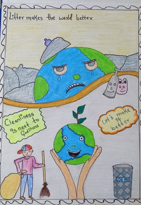 Cleanliness is next to godliness Cleanliness Poster Ideas For Kids, Cleanliness Poster Ideas, Cleanliness Drawing, Cleanliness Poster, Poster Ideas Drawing, Cleanliness Is Next To Godliness, Planet Drawing, Weight Workout, Poster Drawing