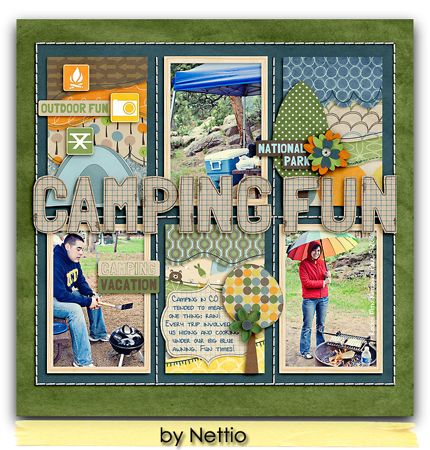 Layout Camping Scrapbook Layouts, Camping Scrapbook, Creating Keepsakes, Vacation Scrapbook, Summer Scrapbook, Clip Art Vintage, Camping Fun, Scrapbook Sketches, Photo Scrapbook