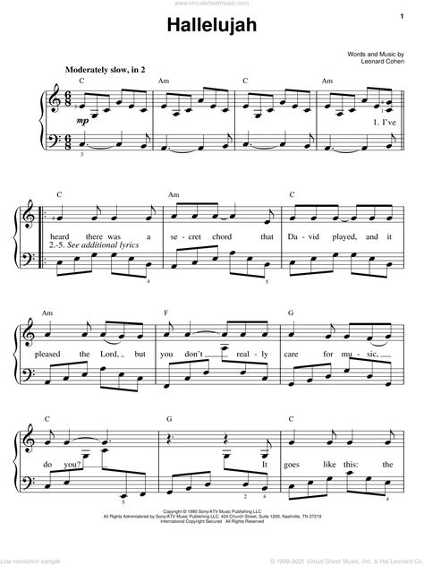 Use the interactive viewer for higher resolution music Lord Of The Rings Piano Sheet Music, Hallelujah Piano Sheet Music, Easy Sheet Music For Piano, Piano Printable, Hallelujah Sheet Music, Hallelujah Lyrics, Keyboard Sheet Music, Free Printable Sheet Music, Easy Sheet Music