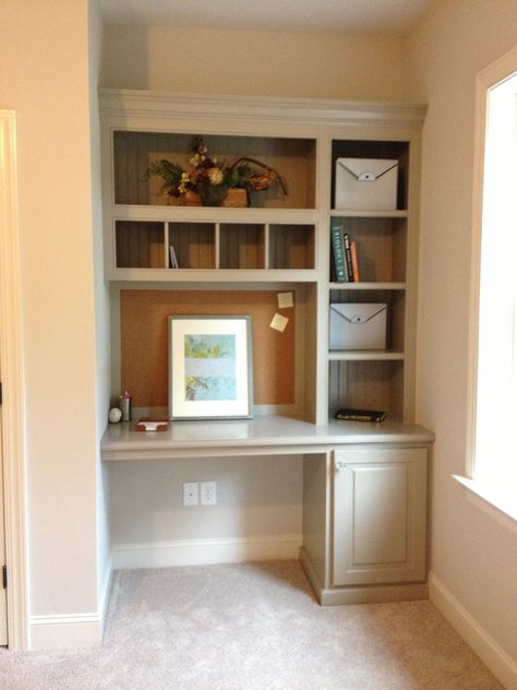 Built in shelving Alcove Desk, Built In Desk And Shelves, Desk Nook, Room Storage Diy, Closet Built Ins, Bedroom Remodel, Bookshelf Desk, Desk Areas, Bedroom Desk