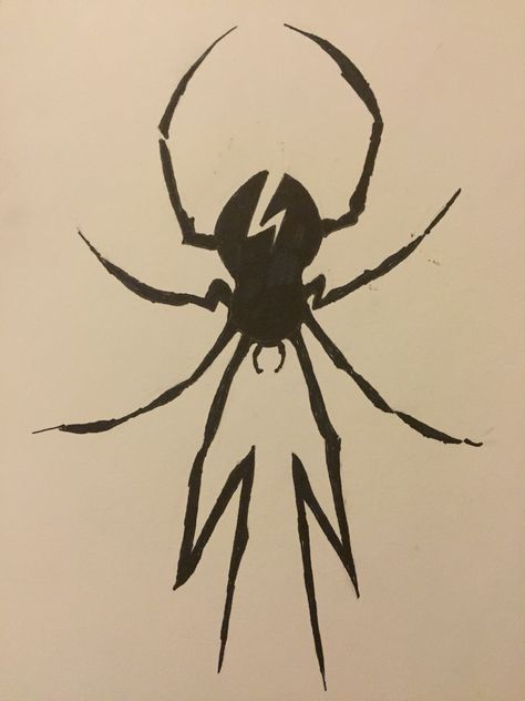 Cool Spider Designs, Spider Drawing Aesthetic, Spider Design Illustration, Spider Bleach Design, Spider Logo Ideas, Danger Days Spider Tattoo, Spider Punk Doodle, Spider Reference Drawing, Cool Spider Drawings