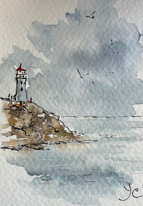 Quick Watercolor Sketches, Ink And Watercolor Illustration, Mini Watercolor Paintings, Watercolor Art Landscape, Speak To Me, Watercolor Architecture, Watercolor Paintings For Beginners, Diy Watercolor Painting, Nova Scotia Canada