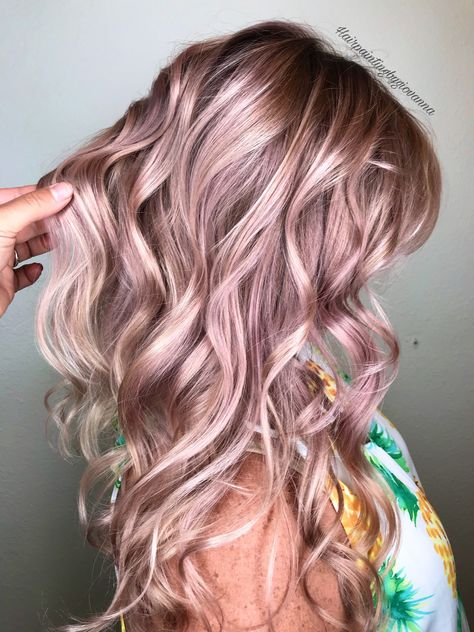 Rosé gold hair using all #guytang #mydentity and #olaplex.  . #rosegold #rosegoldhair #trending #hair #hairstyles #haircolor #pink #hairgoals #inspirational #hairpaintbygiovanna Rose And Blonde Hair, 2023 Hair Ideas, Blonde Hair With Rose Gold, Platinum Blonde With Rose Gold, Blond And Rose Gold Hair, Silver And Rose Gold Hair, Rose Gold And Blonde Highlights, Blonde And Rose Gold Hair, Blond And Rose Gold Hair Highlights