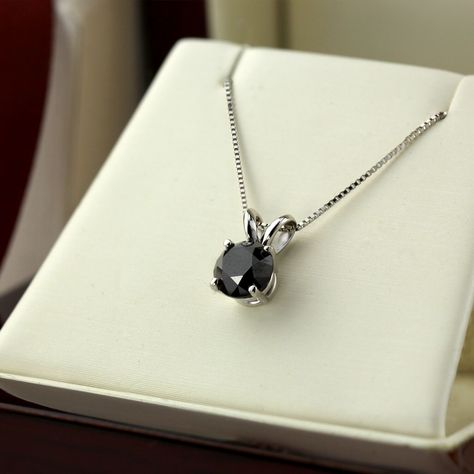 Black diamond solitaire pendant necklaces are a sentimental and non-traditional gift idea for her that lasts for generations to come. Shopping Cake, Black Diamond Pendant, Black Diamond Necklace, Black Diamond Solitaire, Diamond Earrings Studs Round, Diamond Pendants, Solitaire Pendant Necklace, Dope Jewelry, Man Made Diamonds