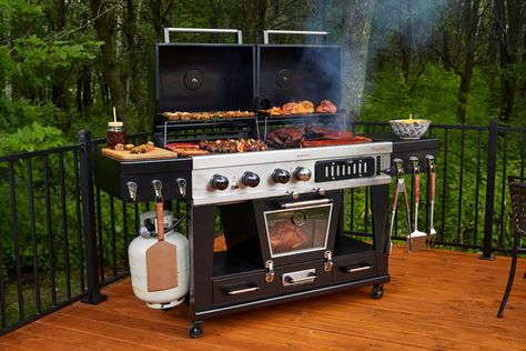 Pit Boss Memphis Ultimate 4-in-1 Gas  Charcoal Combo Grill with Smoker - Walmart.com - Walmart.com Double Sided Stove, Best Charcoal Grill, Outdoor Grill Station, Charcoal Smoker, Outdoor Bbq Grill, Best Charcoal, Fireplace Beam, Electric Smoker, Multi Fuel Stove