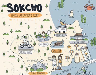 Check out new work on my @Behance portfolio: "map illustration of the Sokcho in Korea" http://be.net/gallery/53190863/map-illustration-of-the-Sokcho-in-Korea Korea Map, Illustration Journal, Travel Infographic, Map Illustration, South Korea Travel, Senior Project, Korea Travel, Illustrated Map, Travel Poster