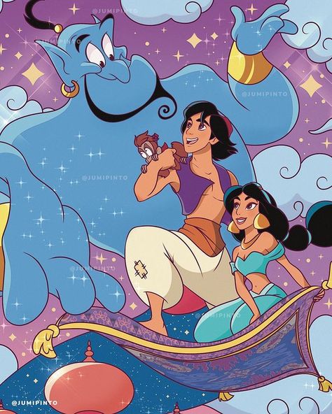 Jumi Pinto on Instagram: “Would you like to see A Whole New World on a Magic Carpet? 💖🧞‍♂️🌙🎶 Aladdin Pin design for @mintpints I made this design for the Poster…” Aladdin Artwork, Aurora Maleficent, Aladdin Carpet, Aladdin Art, Disney Royalty, Descendants Dr, Painting Procreate, Disneyland Princess, Illustrator Artwork