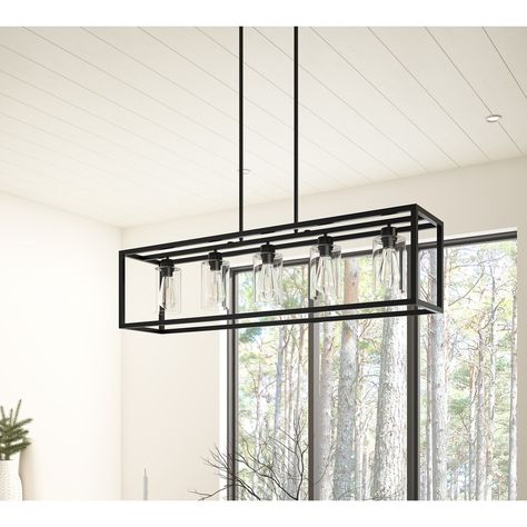 Black Iron Light Fixtures, Dining Room Black Light Fixtures, Dining Room Light Fixtures Rectangle, Modern Farmhouse Dining Room Chandelier, Frame Kitchen Island, Townhouse Upgrades, Rectangle Light Fixture, Farmhouse Dining Room Chandelier, Dinning Room Light Fixture