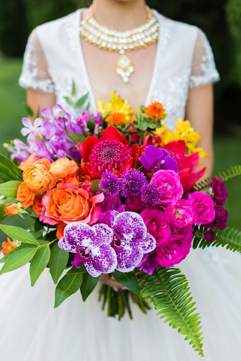 Purple Turquoise Wedding, Tangerine Wedding, San Diego Style, Hot Pink Weddings, Yellow Bouquets, Neon Flowers, Purple Bouquet, Purple Wedding Flowers, Prom Flowers