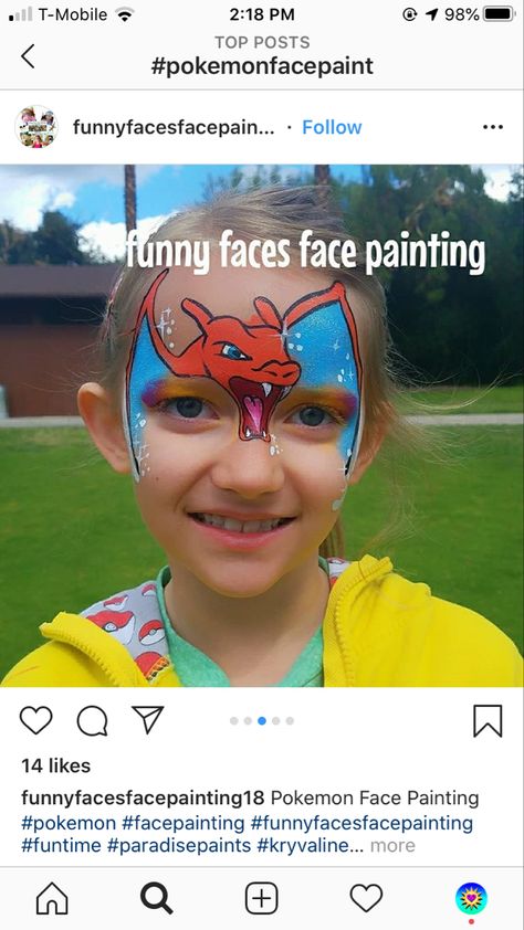 Charizard Face Paint, Pokemon Facepaint, Paint Face, Funny Faces, Face Painting, Good Times, Face Paint, Carnival Face Paint, Carnival