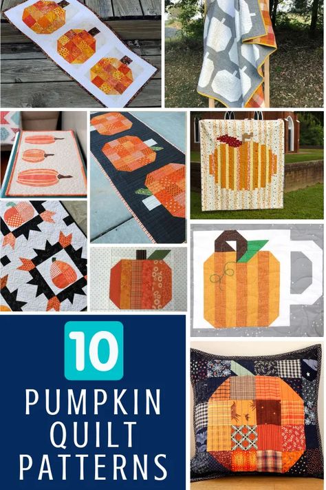 Pumpkin Sewing Pattern Free, Fall Quilt Table Runner Patterns Free, Thanksgiving Sewing, Pumpkin Quilts, Sewing With Scraps, Pumpkin Quilt Pattern, Pumpkin Quilt, Pumpkin Patterns Free, Fall Sewing Projects