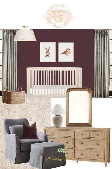 When designing Cecillia, we wanted to create a space that was inviting and resplendent. 

We selected Farrow and Ball Brinjal for the walls, a dusky plum hue that evokes the entrancing allure of twilight in a mystical forest, setting a backdrop of warm elegance. Moody Purple Nursery, Nursery Designs, Forest Setting, Style Guru, Mystical Forest, Farrow And Ball, Nursery Design, Baby Room, Your Eyes