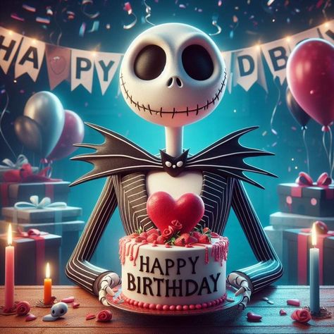 Nightmare Before Christmas Happy Birthday, Jack Skellington Birthday Wishes, Happy Birthday Horror, Jack Skellington Gif, Torte Halloween, Happy Halloween Birthday, Halloween Happy Birthday, Happy Birthday Halloween, Nightmare Before Christmas Quotes