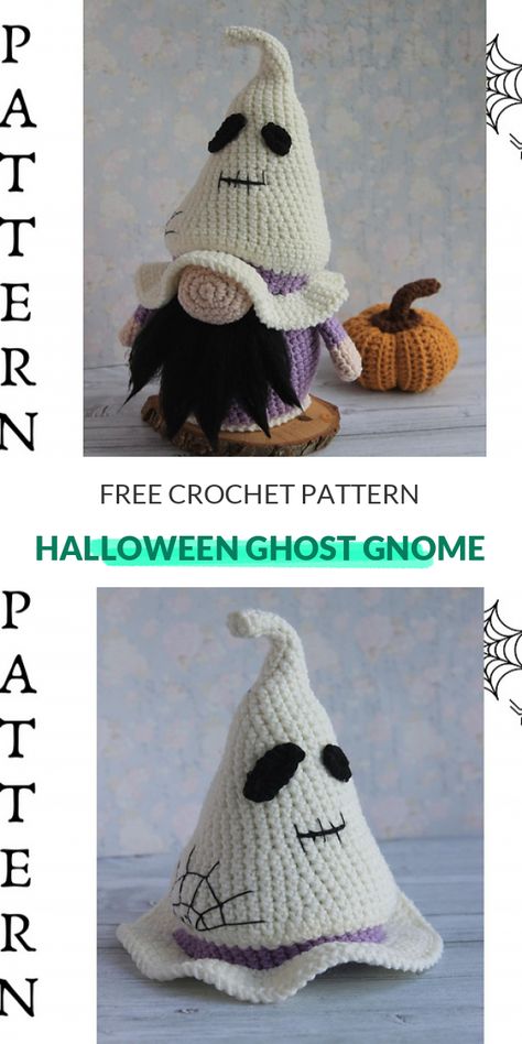 Ghost Gnome, Crochet Gnomes Pattern Free, Crochet Halloween Costume, Halloween Amigurumi, Badminton Net, Red Heart Super Saver Yarn, Fall Crochet Patterns, Crochet Halloween, Halloween Crochet Patterns