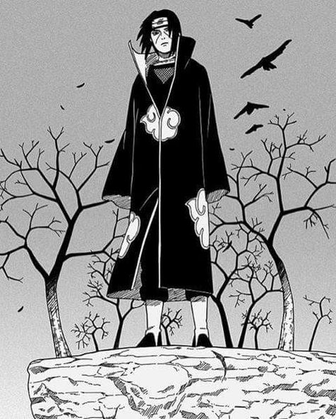 Itachi Uchiha ♥♥♥ #Alone #Akatsuki #Crows Naruto Manga, Naruto, Black And White, White, Black