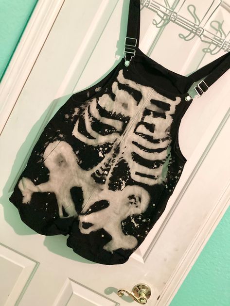 Bleached Skeleton Overalls Spooky Scary Skeleton Jumpsuit - Etsy New Zealand Skeleton Themed Outfit, Skeleton Overalls, Skeleton Suspenders, Goth Overalls, Overalls Grunge, Skeleton Jumpsuit, Scary Clothes, Skeleton Tights, Spooky Scary Skeleton