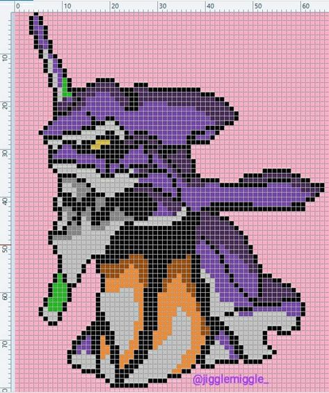 Neon Genesis Evangelion Alpha Pattern, Neon Genesis Evangelion Pixel Art, Cross Stitch Projects Ideas, Pixel Art Templates, Perler Art, Diy Perler Bead Crafts, Pixel Art Grid, Tapestry Crochet Patterns, Anime Pixel Art