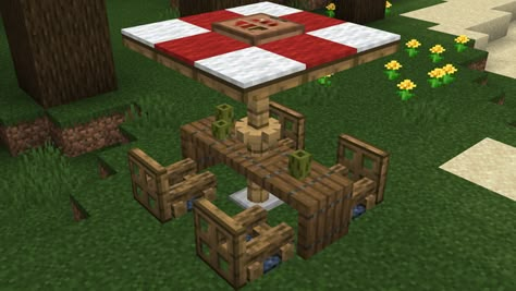 Outdoor table design - Minecraft Table In Minecraft, Minecraft Table, Table Minecraft, Cottagecore Minecraft, Minecraft Decoration, Minecraft Images, Cute Table, Minecraft Interior Design, Bangunan Minecraft