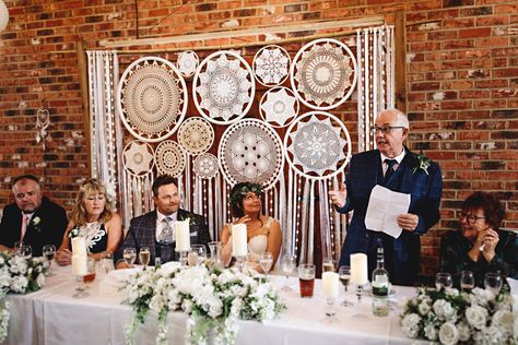 Dreamcatcher Wedding, Dream Catcher Wedding, Farm Hotel, Wedding Top Table, Village Fete, Fairy Lights Wedding, Wedding Whimsical, Whimsical Woodland, Wedding Backdrops