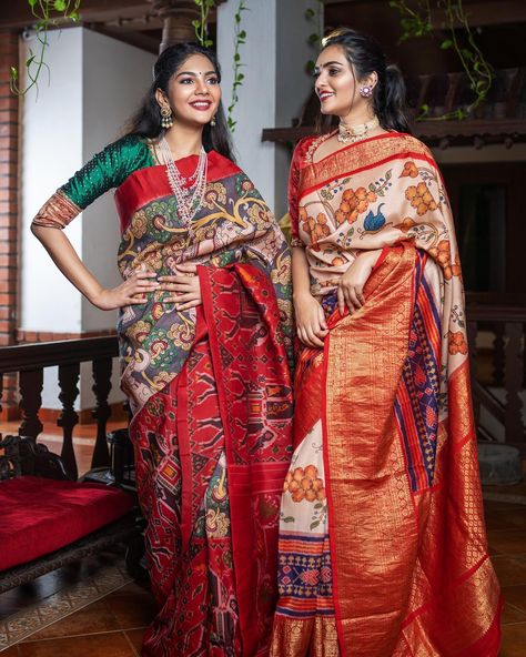 Saree 2022, Kalamkari Blouse Designs, Salwar Kurti, Latest Pattu Sarees, Kurti Lehenga, Kalamkari Dresses, Kalamkari Designs, Kalamkari Blouse, Trend Board