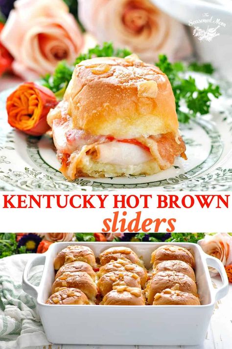 Appetizers Sliders, Hot Brown Sliders, Kentucky Hot Brown Sliders, Derby Day Party, Kentucky Derby Food, Derby Recipe, Kentucky Derby Themed Party, Derby Party Food, Kentucky Hot Brown