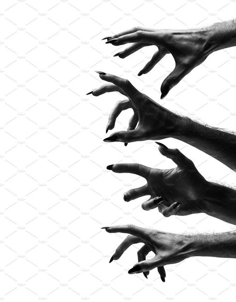 Evil Hands Drawing, Black Hands Aesthetic, Monster Hand Reference, Hands Creepy, Demon Hands, Hand Horror, Evil Hands, Hand Monster, Halloween Hands