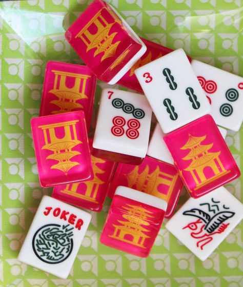 Mah Jongg Party Ideas, Mahjong Sets For Sale, Mahjong Tile, Mahjong Tiles, Mahjong Set, Pink Tiles, Accessories Design, To Play, Tile