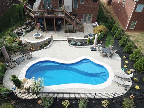 Imagine Pools Inspiration, Imagine Pools, Spool Ideas, Inground Pool Landscaping, Dream Backyard Pool, Outdoor Pool Area, Pools Backyard Inground, Fiberglass Swimming Pools, Vinyl Pool