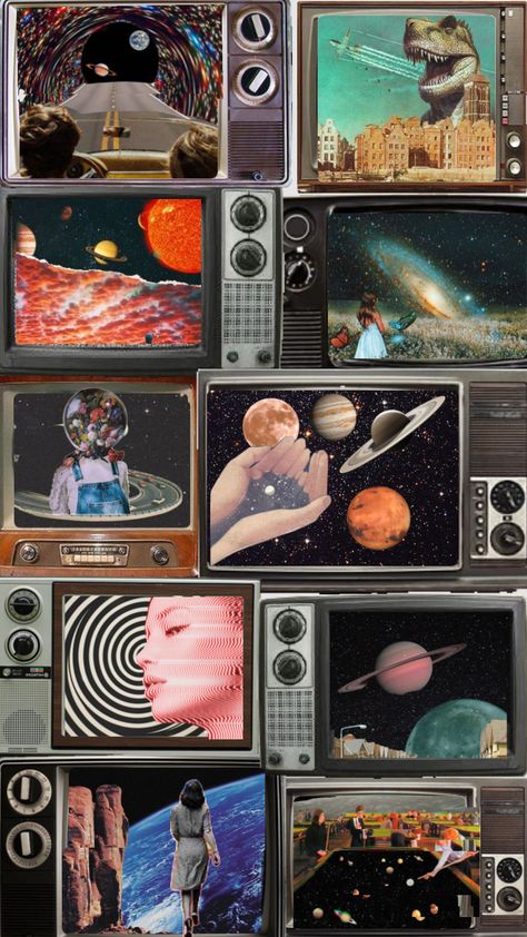 #space #planets #vintage #art #wallpaper #random #vibes #abstract #eclectic #cool #weird #animate Planets Vintage, Tv Collage, Journalism Quotes, Vintage Art Wallpaper, Random Vibes, Yearbook Themes, Retro Gaming Art, Space Illustration, Planets Art