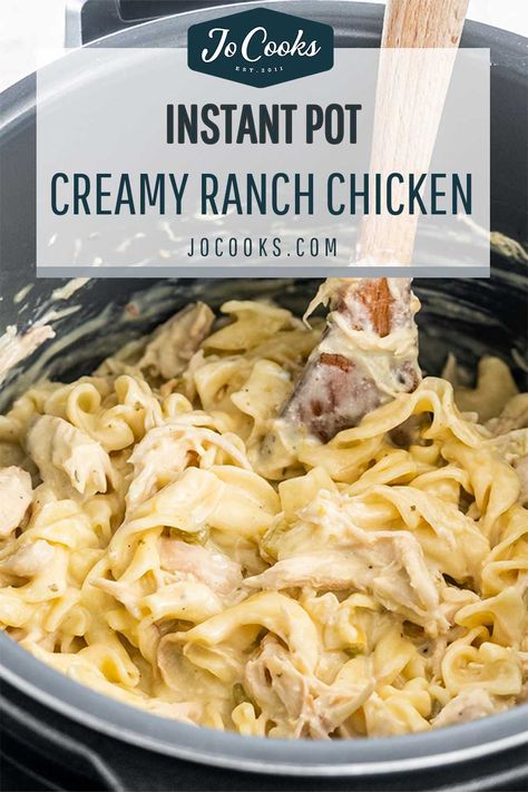 Creamy Ranch Chicken, Frozen Chicken Recipes, Chicken Ranch Pasta, Ranch Chicken Recipes, Instant Pot Pasta Recipe, Jo Cooks, Creamy Ranch, Ranch Recipe, Pressure Cooker Chicken