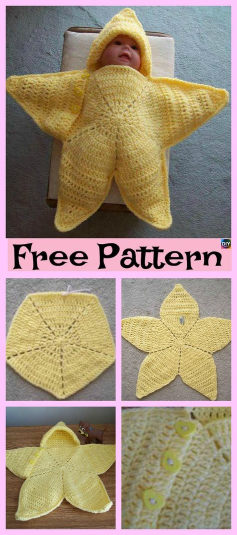 Crochet Baby Wrap, Knitting Patterns Cocoon, Star Bunting, Crochet Baby Blanket Beginner, Poncho Knitting Patterns, Baby Cocoon, Baby Bunting, Crochet Baby Clothes, Crochet Baby Booties