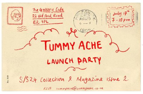 | You are cordially invited to 💌Tummy Ache's summer launch party July 17th 7-10pm 📍 The Gallery Cafe, 21 Old Ford Road, E2 9PL RSVP… | Instagram Clothing Brand Launch Party Ideas, Gallery Cafe, Tummy Ache, Old Fords, Launch Party, July 17, You Are Invited, The Gallery, Entrance