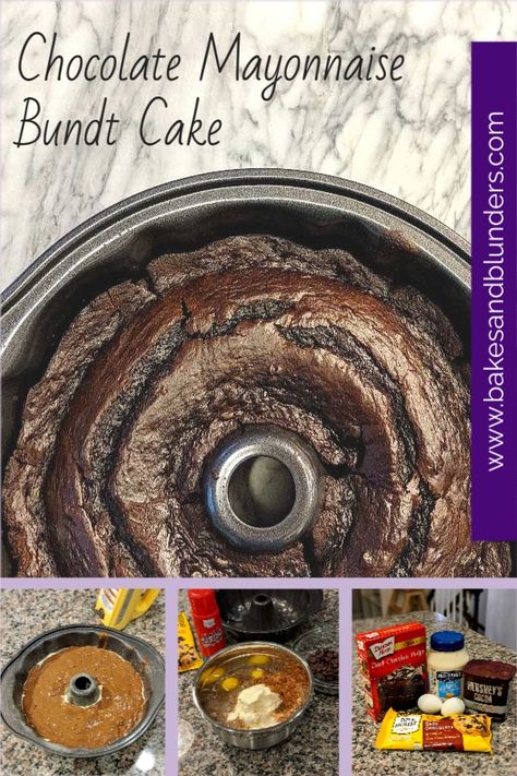 You'll love this easy chocolate cake recipe from Bakes & Blunders. Doctor up a box of your favorite cake mix with as much chocolate as you can handle and a bit of mayo. Yep, this Chocolate Mayonnaise Bundt Cake uses mayo to be extra moist and rich, but it doesn't taste weird at all! Check out the recipe and see if you can handle this triple chocolate cake. #chocolate #cakemix Chocolate Box Cake Recipes, Cake Recipes Simple, Chocolate Box Cake, Chocolate Cake Mix Recipes, Cake Mix Doctor, Cake Receipe, Box Cake Recipes, Mayonnaise Cake, Chocolate Pudding Cake