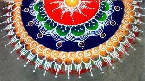 Sanskar Bharti Rangoli, Sanskar Bharti Rangoli Designs, Alpona Design, Latest Rangoli, Rangoli Side Designs, Rangoli Colours, Rangoli Designs Latest, Simple Rangoli Border Designs, Rangoli Ideas