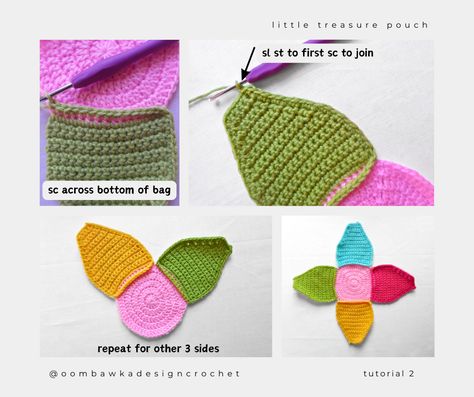 Little Treasure Bag Tutorial 2 - Sides of Bag Crochet Treasure Chest, Yarn Project, Treasure Bag, Light Worsted Weight Yarn, Scrap Yarn, Crochet Cord, Crochet Blog, Bag Tutorial, Pouch Pattern