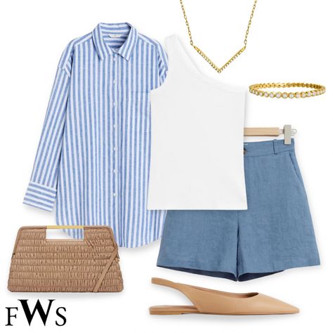 Spring Season Outfit, Style Striped Shirt, Casual Chic Outfit Summer, Fashion Advisor, Blue And White Striped Shirt, Minimalist Fashion Women, Striped Linen Shirt, Classic Style Outfits, Virtual Fashion