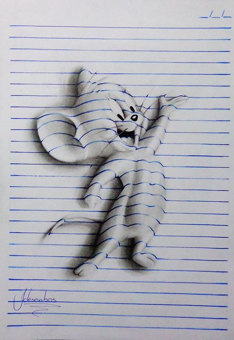 Artist João Carvalho, a.k.a. J Desenhos, draws notebook pages, which might seem boring until you see how he manages to twist and turn these notebook pages into amazing 3D drawings. And he’s only 15 years old! فن الرسم بالمسامير, Notepad Art, 3d Pencil Drawings, Illusion Drawings, Notebook Drawing, Pencil Drawings Of Animals, 3d Art Drawing, 그림 낙서, Notebook Art