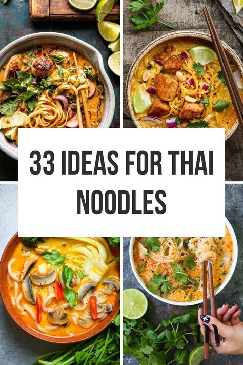 Dive into a variety of Thai noodle dishes, including spicy salads, creamy peanut sauces, and simple stir fry options. Perfect for any meal, these recipes are quick to make and bursting with flavor. Save this pin to your Food board and click the link for more recipes. Thai Noodle Recipes, Spicy Soups, Tai Food, Thai Chicken Meatballs, Healthy Noodle Recipes, Vegetarian Pad Thai, Thai Recipes Noodles, Sauce Ideas, Curry Chili